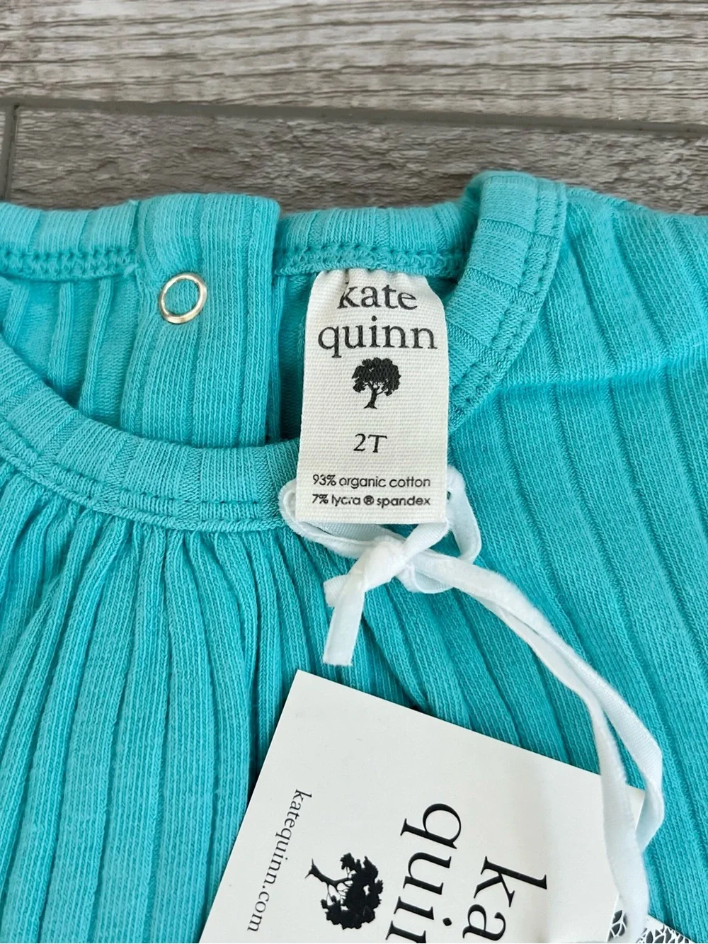 NWT Kate Quinn Turquoise Puff Sleeve Scoop Neck Bodysuit Size 2T